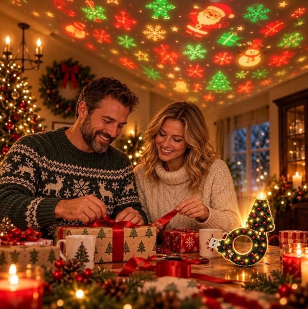 Christmas Projector Indoor, 6 Holiday Scenes 360° Flexible Neck