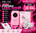 NEXVIA D30 Portable Label Maker Bluetooth Thermal Printer Sticker Labels