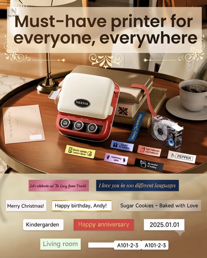 Nexvia™ P15 Portable Mini Label Maker & Ribbon Printer