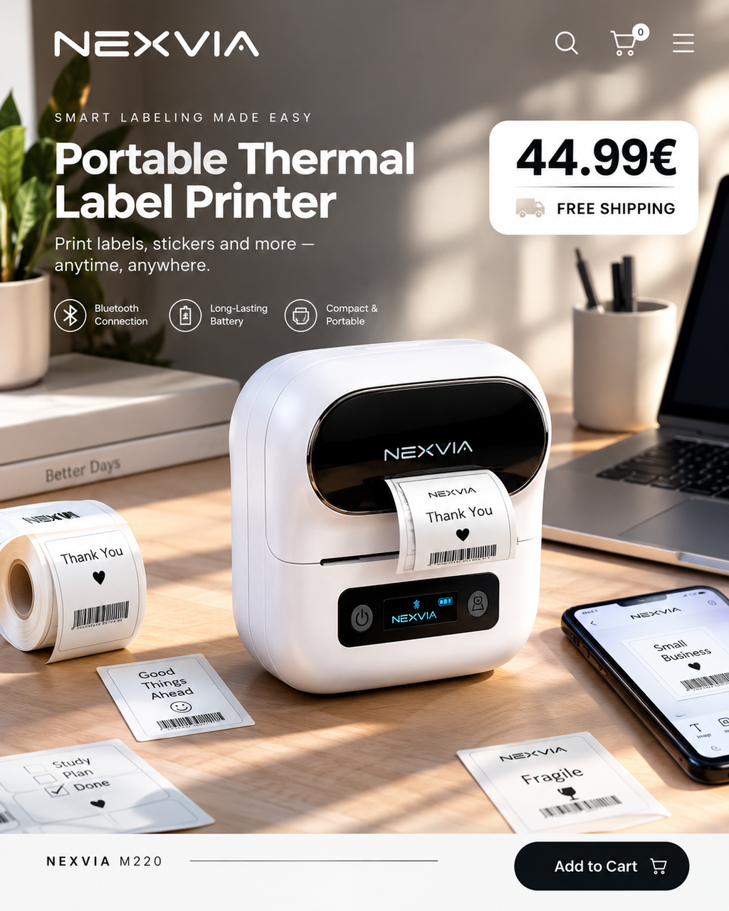 Portable Thermal Label Printer