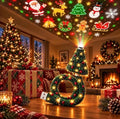 Christmas Projector Indoor, 6 Holiday Scenes 360° Flexible Neck