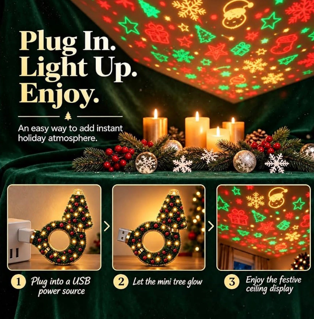 Christmas Projector Indoor, 6 Holiday Scenes 360° Flexible Neck