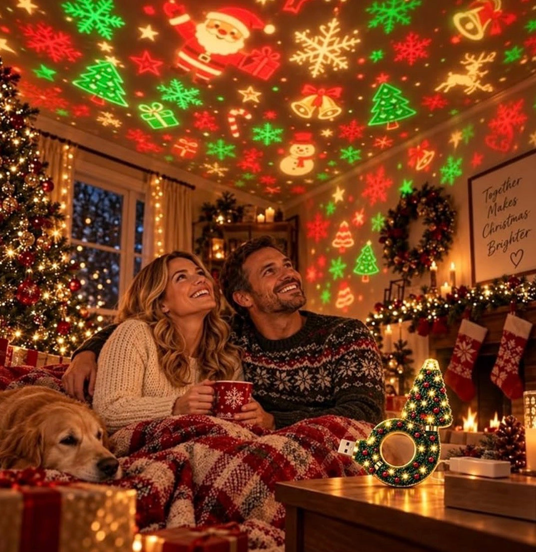 Christmas Projector Indoor, 6 Holiday Scenes 360° Flexible Neck